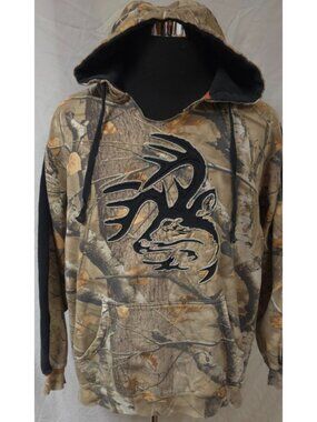 Legendary Whitetails Camo Black Distressed Deer Antler Hoodie XL Heavy Hoodie